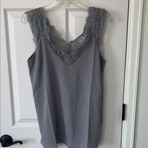 Umgee Charcoal Lace Trim Chemise